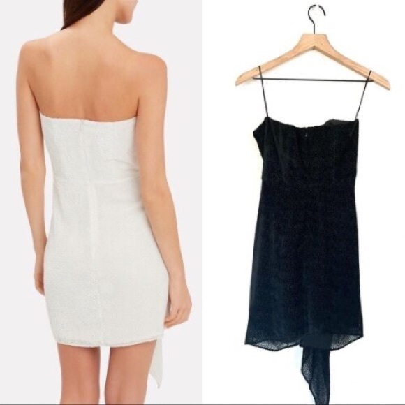 NWOT Intermix Michelle Mason Strapless Velvet Silk Burnout Mini Dress Black Sz 4 - Picture 3 of 9